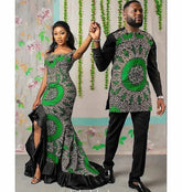 Matching Ankara Couple Outfit | Traditional Wedding & Engagement Dress - Free Delivery Worldwide only at Flexi Africa